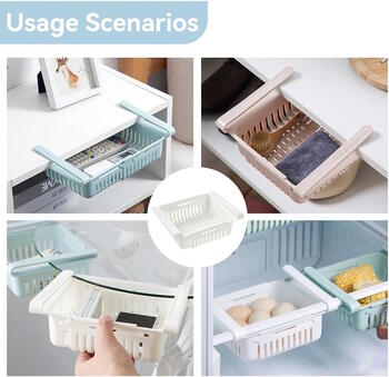 Riff Ledusskapja regulējams izvelkams organizators no 20,5 cm līdz 28 cm White (RF-PULLOUT-WH)