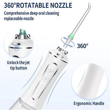 Riff RF-FHP11 Pārnesājams Ūdensizturīgs IPX7 mutes dobuma Irrigator 3-režīmiem / 7 uzgaļiem / 1400mAh / 5W ar somiņu (RF-FHP11)