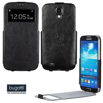 Bugatti BUGFCi9500BK Кожаный ультратонкий чехол-книжка S-View для Samsung Galaxy S4 i9500 Чёрный (BUGFCi9500BK)
