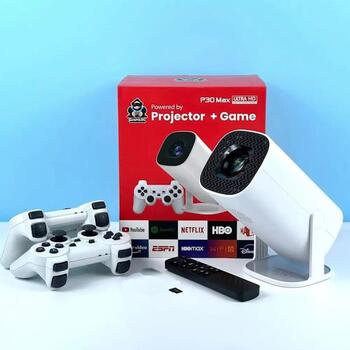 Riff P30MAX Portatīvais Videoprojektors Spēļu Konsole 36000+ 4K Android 11 Allwinner H713 64 Gb White (RF-P30MAX)