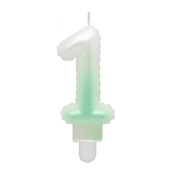 GoDan Свеча на торт в виде воздушного шара Цифра 1 (7cm) White/Green Ombre (MLG174984)