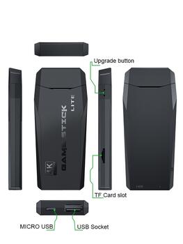 RIFF PK-09 Lite HDMI Retro Mini 4K Игровая Консоль Linux 4100 Видеоплеер Игровая Приставка с Беспроводными Контроллерами 64 Гб Черный (RF-PK09)