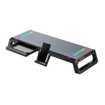 Riff T1 ICE Coorel Подставка для монитора с RGB-подсветкой / 4 USB-портами / подставкой для мобильного телефона (RF-T1)