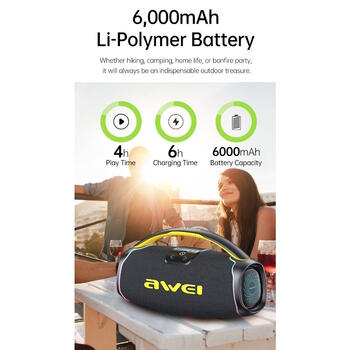 Awei KA16 60W Bluetooth portatīvais skaļrunis V5.3+EDR / 6000mAH (KA16)