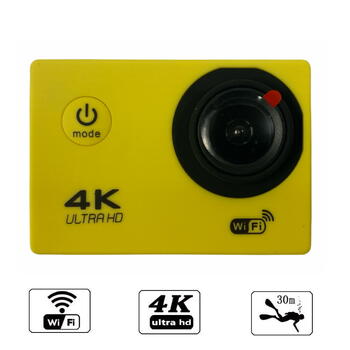 Riff SPK-1 Ultra HD 4K 16Mpix Wi-Fi Sporta Kamera ar 2'' LCD Pulti & 8x Fiksācijas komplektu Dzeltena (RF-SPK1-YELLOW)