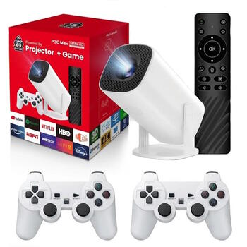 Riff P30MAX Portatīvais Videoprojektors Spēļu Konsole 36000+ 4K Android 11 Allwinner H713 64 Gb White (RF-P30MAX)