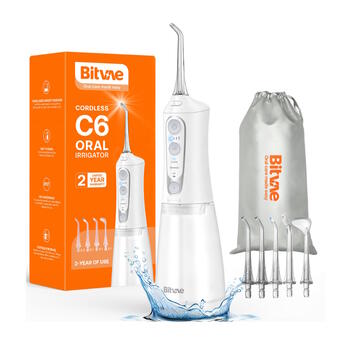 Bitvae C6 irigators 300ml ūdens tvertne / x6 sprauslas / 3 režīmi / 20-100PSI White (BIT-C6-WH)