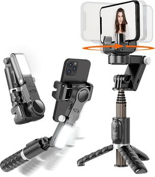 Riff Q18 Universāls Smart izsekošanas galda vienasu statīvs Gimbal Stabilizer ar BT4.2 / 360° rotāciju Black (RF-Q18)