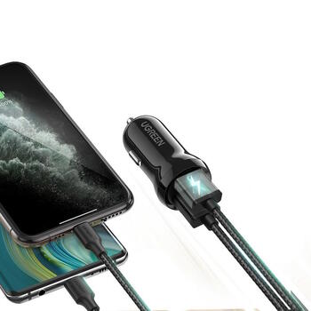 Ugreen UGRE-8750 Авто зарядка с 2x USB 24W 4.8 A (2x 2.4 A) Black (UGRE-8750)