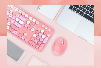 MOFII Sweet Беспроводная Клавиатура и Оптическая Мышь 2,4G USB Розовый - Многоцветные Кнопки (MO-SWEET-ROSE)