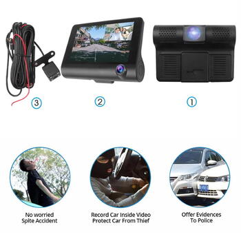 Riff Full HD DVR G-Sensor Автомобильный видеорегистратор с 3 камерами и LCD-дисплеем заднего вида 4 '' черный (RF-VR-FullHD-DVR-4)