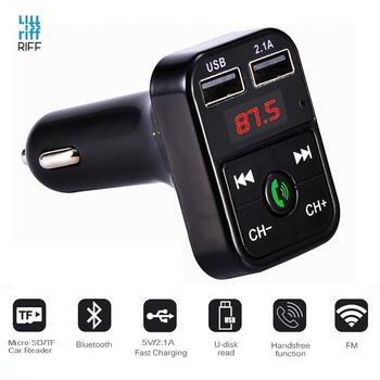 Riff CAR-B2 Bluetooth FM / MP3 Transmiteris Auto lādētājs 2x USB QC3.0 3.1A Black (RF-CAR-B2)