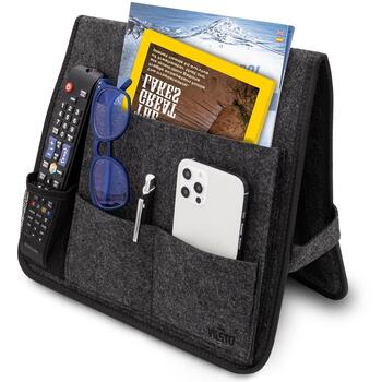 VILSTO filca materiāla piegultas kabata, mantu glabātuve dīvānam, klubkrēslam, galdam Dark Grey (BEDSIDE-POCKET-DGREY)