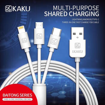 iKaku KSC-078 3в1 Type-C / Lightning / Micro USB провод для заряда 1m White (KSC-078)