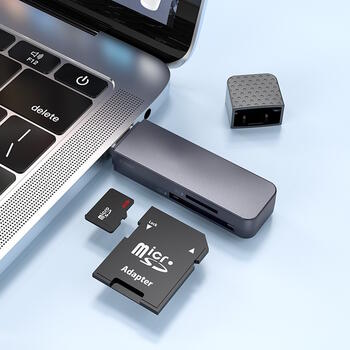 Hoco HB45 2в1 Устройство чтения карт памяти с разъемами USB-C / USB-A и USB2.0 (HB45)