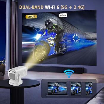 Riff HY260 Pro Ultra pārnēsājamais viedais projektors BT 5.4 1080p Android 11.0 Wi-Fi 6 ar automātisko trapeces korekciju (RF-HY260Pro)