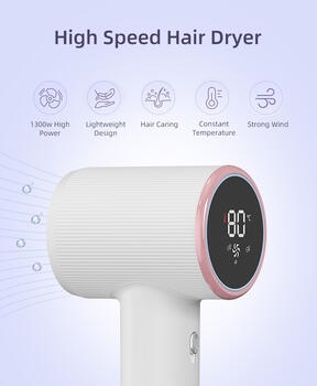 Фен SL-B365 1300W с LED дисплеем / 2 скорости воздушного потока / 5 температурных режимов White (SL-B365)