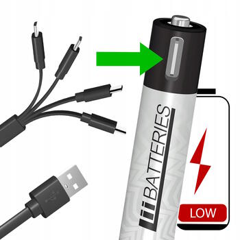Liibattaries Мощные аккумуляторные батареи Lithium-Ion с USB-C AAA 500мАч 1.5V (4шт) (LIB667110)