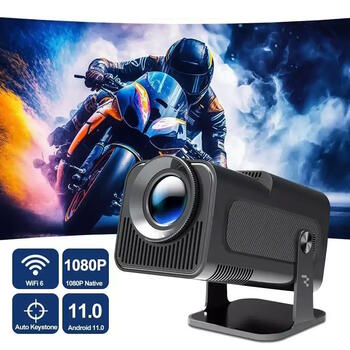 Riff HY320 pārnēsājamais viedais projektors BT 5.0 1080p Android 11.0 Wi-Fi 6 ar automātisko trapeces korekciju Black (RF-HY320)