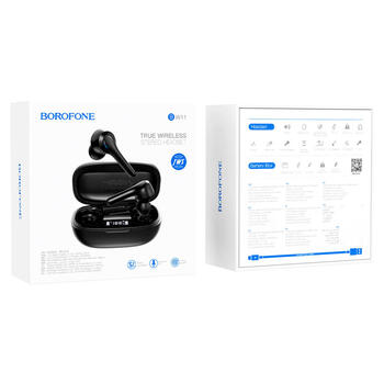 Borofone BW11 TWS 5.1 BT Беспроводные наушники с LED экраном / 3.5h автономной раб. Black (BW11-BK)