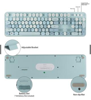 MOFII Sweet Беспроводная Клавиатура и Оптическая Мышь 2,4G USB Синий - Многоцветные Кнопки (MO-SWEET-BLUE)