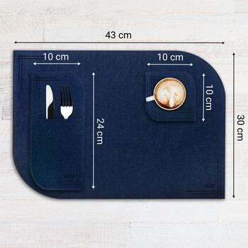 VILSTO filca materiāla galda paliktņu komplekts (18 gb.) Blue (PLACEMAT-SET-18pcs-BLUE)