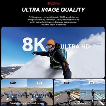 SJCAM SJ30 divu objektīvu 8K kamera ar grozāmu ekrānu 2,51 collas, 48 MP, 7 stundas + selfiju nūja + aksesuāri (SJ30CH)