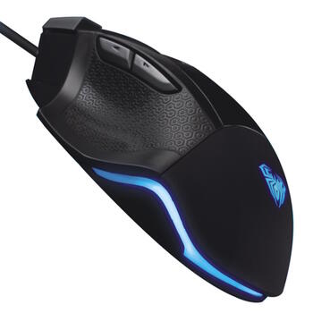 Aula S12 Multi-krāsu apgaismojuma vada Spēļu Optiskā pele/ 7 pogas/ 800-4800dpi/ ar ergonomisku formu/ Melna (S12)