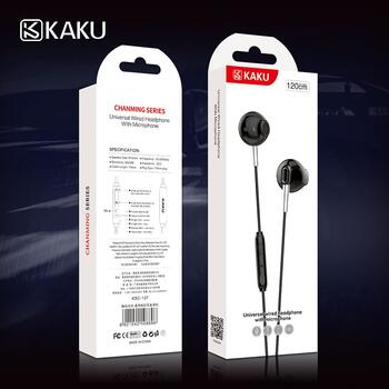 iKaku KSC-137 Chanming Capsule In-Ear Mūzikas un Zvanu Austņas 3.5mm 1.2m Vads ar Mikrofonu un Pulti Melna (KSC-137-BK)