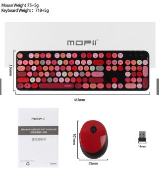 MOFII Sweet Беспроводная Клавиатура и Оптическая Мышь 2,4G USB Черный - Многоцветные Кнопки (MO-SWEET-BLACK)