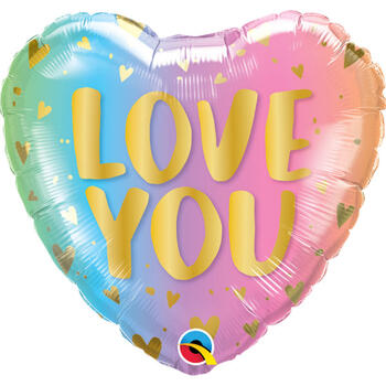 Folat Folija gaisa balons Heart shaped "Love You" 45cm Ombre (97433Q)