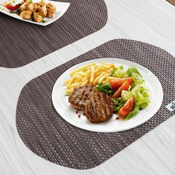 VILSTO dekoratīvs, pīts galda paliktņu komplekts (4 gb.) Brown (PLACEMAT-SET-4pcs-WOVEN-BR)