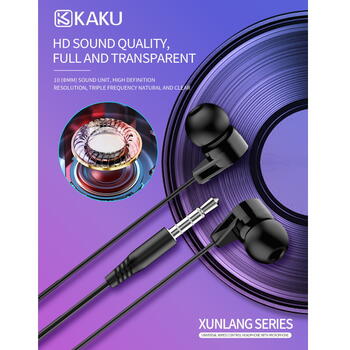 iKAKU KSC-310 Универсальные легкие наушники-вкладыши HiFi 3,5 мм с микрофоном 1,2 м Black (KSC-310-BK)