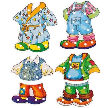 Woody 90018 Eko koka pamācošā un attīstoša rotaļlieta ar šnorēm "Apģērb Puisīti" (10gab.) bērniem no 3 gadiem + (18x22сm) (WD90018)