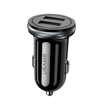 Usams US-CC050 C4 Универсальная Авто DC 12-24V Два USB Гнезда 2.4A Адаптивная Быстрая Зарядка Черный (CC50GC01)