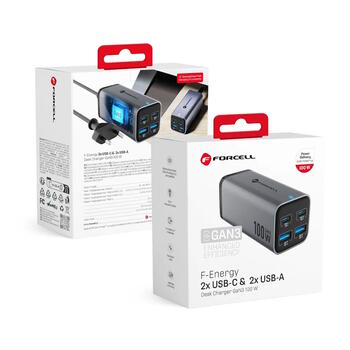 Forcell F-Energy VT-49 GaN III lādētājs 2 x USB-C + 2 x USB-A QC4.0 PD 5A 100W (VT-49)