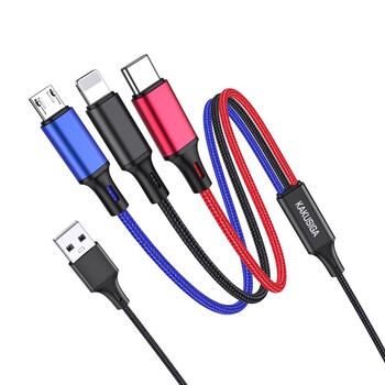 iKaku KSC-804 XIANGYI 3в1 Lightning / Type-C / Micro Провод для подзаряда 1.2m Black (KSC-804-BK)