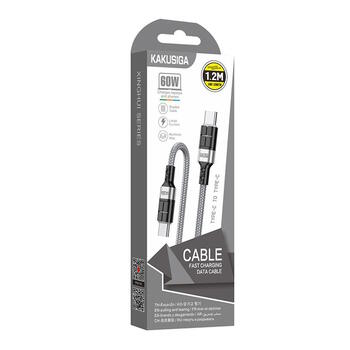iKaku KSC-696 PD60W провод для подзаряда и передачи данных Type-C на Type-C 1.2м Grey (KSC-696/CC/GR)