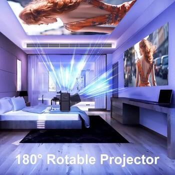 Riff HY320 pārnēsājamais viedais projektors BT 5.0 1080p Android 11.0 Wi-Fi 6 ar automātisko trapeces korekciju Black (RF-HY320)