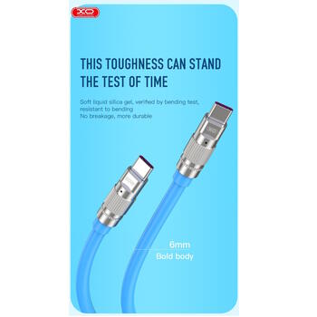 XO NB208B Цинкованный Универсальный USB-C на USB-C PD 60W Кабель данных и быстрого 5A Заряда 1.2m Белый (NB-Q228B)