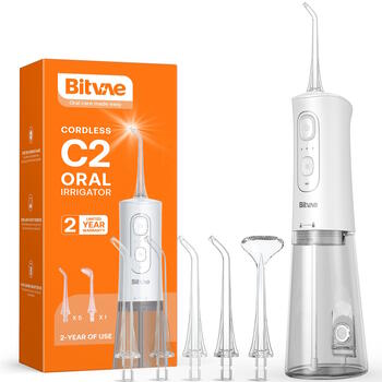 Bitvae C2 irigators 260ml ūdens tvertne / x6 sprauslas / 3 režīmi / 30-100PSI White (BIT-C2-WH)