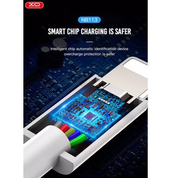 XO NB113 Прочный TPE Универсальный USB-C (Type-C) на Lightning PD Кабель данных и быстрого заряда 2.4A 1м Белый (NB113)