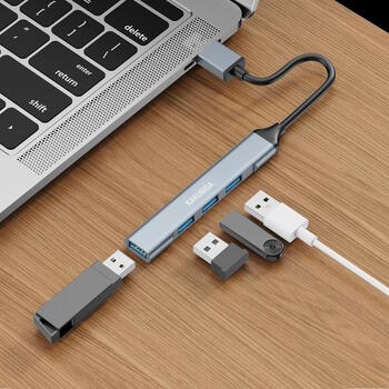 iKaku KSC-751 KUOFENG Hub 4in1 Sadalītājs (USB uz USB3.0 + USB2.0 x3) Grey (KSC-751)