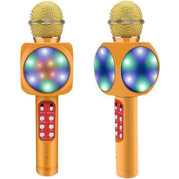 Riff WS-1816 16W Караоке BT микрофон с LED 360 Gold (WS-1816/GO)