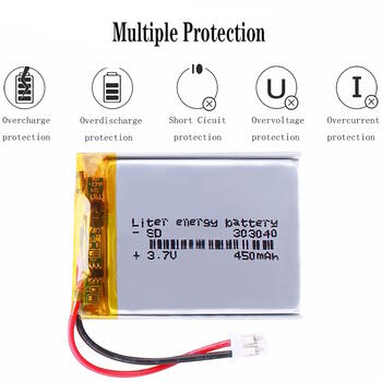 Riff 303040 Universal Battery with Protective Board and PH2.0 Connector 3mm x 30mm x 40mm 450mAh 3.7V 1.665Wh Li-Polymer for MP4 MP5 LED Lights Electronic Products DVRs Navigators etc. (PS-M-303040)