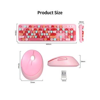 MOFII Sweet Беспроводная Клавиатура и Оптическая Мышь 2,4G USB Розовый - Многоцветные Кнопки (MO-SWEET-ROSE)