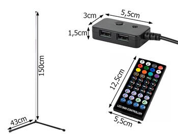 LED RGB grīdas stūra lampa 1,5 m (210 režīmi) + Tālvadības pults + APP (12330)