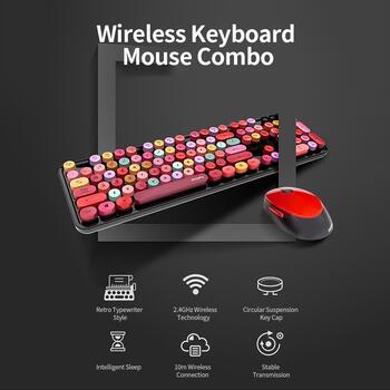 MOFII Sweet Беспроводная Клавиатура и Оптическая Мышь 2,4G USB Черный - Многоцветные Кнопки (MO-SWEET-BLACK)