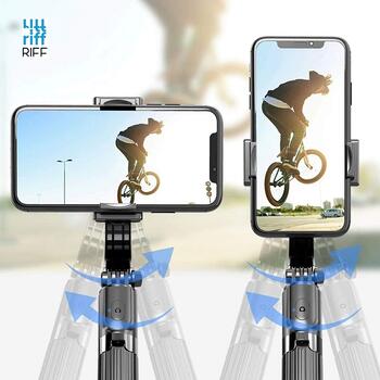 Riff GS09 Vinas Ass Gimbal Stabilizātors ar iebūvētu tripod statīvu telefonam & atvienojamu pulti (65-96mm) Melns (RF-GIMB-GS09)