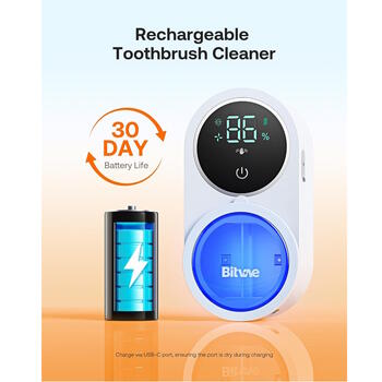 Bitvae X122 universāls zobu birstes sterilizators ar LED viediekrānu 1800mAh White (X122)